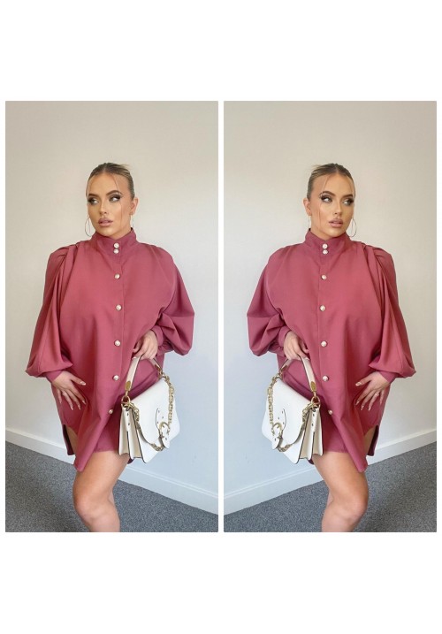 ALL THE ATTENTION OVERSIZED SHIRT - DUSTY PINK