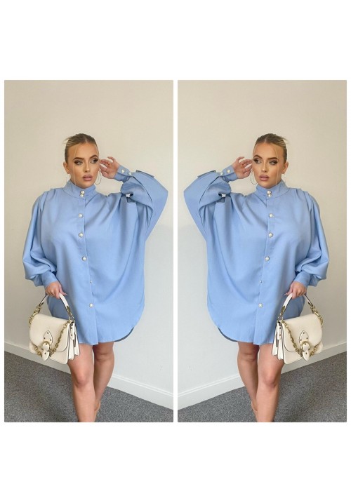 ALL THE ATTENTION OVERSIZED SHIRT - BABY BLUE