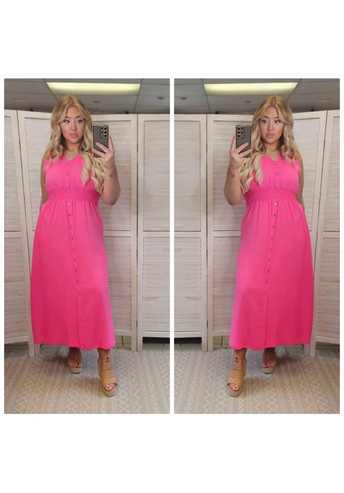 SPRING IS IN THE AIR MIDI DRESS - HOT PINK
