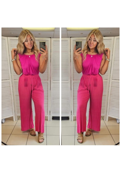 AIRPORT PLISSE TROUSERS - HOT PINK