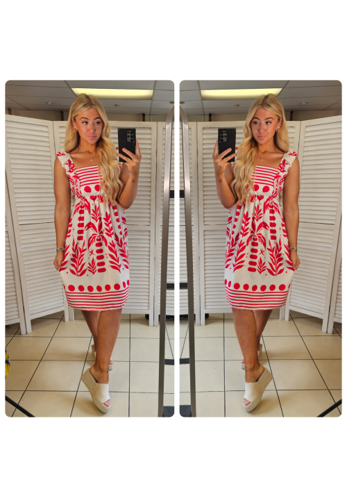 SANTORINI STROLL SUMMER DRESS - RED
