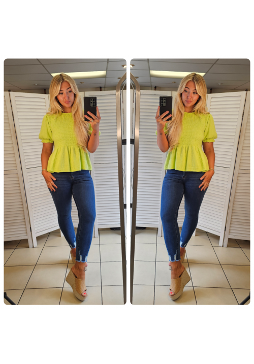 TOP PRIORITY PEPLUM BLOUSE - LIME