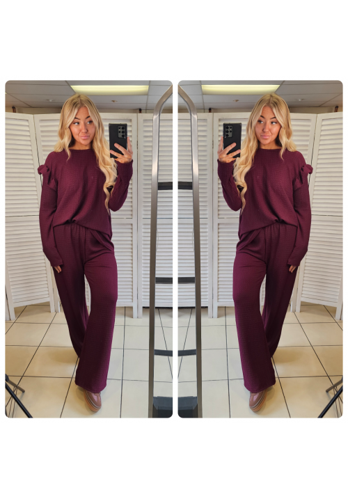 AN EVERYDAY ESSENTIAL CO ORD LONG SLEEVE - WINE