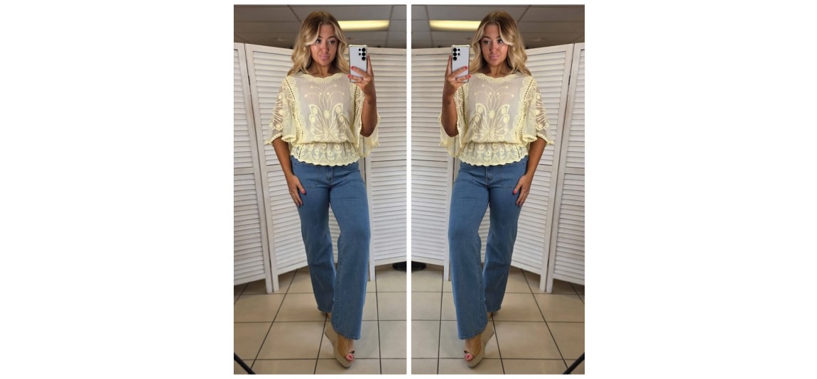 ANGELS SECRET EMBROIDERED TOP - SOFT LEMON