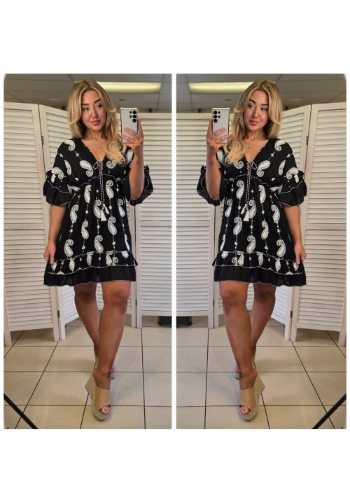  PAISLEY MIRAGE DRESS - BLACK
