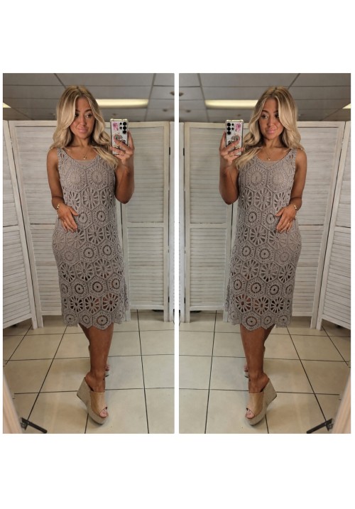  JUST BEACHY CROCHET DRESS - MOCHA