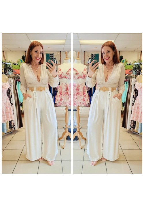 CREAM DREAM BELTED TROUSERS