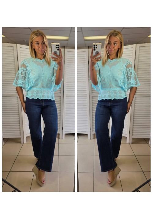  ANGELS SECRET EMBROIDERED TOP - TURQUOISE 