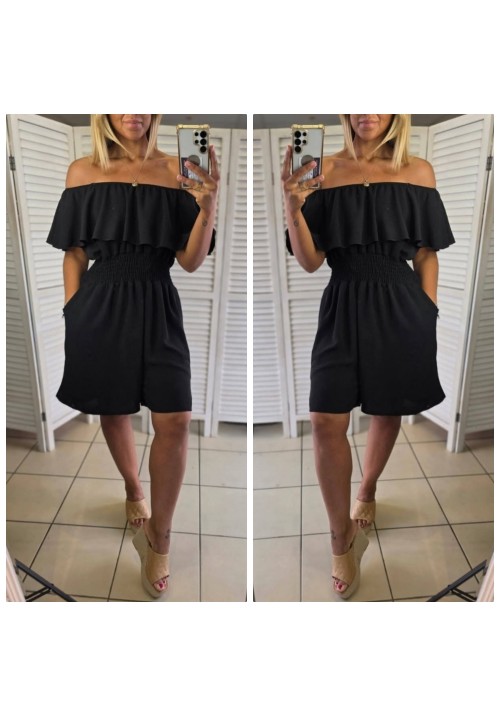 CURVY GIRLS FRILL SEEKER PLAYSUIT - BLACK