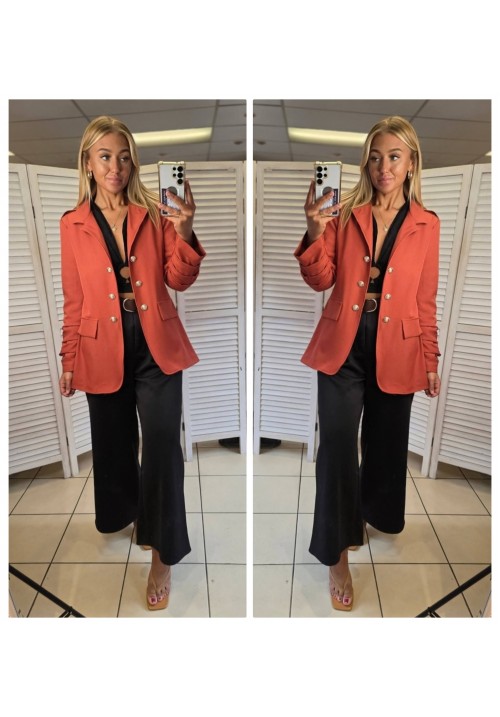  CASUAL COMMANDER LONG MILITARY BLAZER - RUST