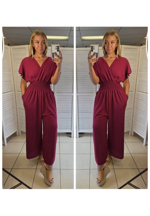 CURVY GIRLS SWEET ESCAPE JUMPSUIT - WINE