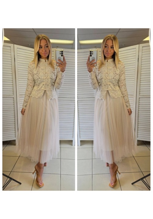  STARLIT STEPS OVERLAY SKIRT - NUDE