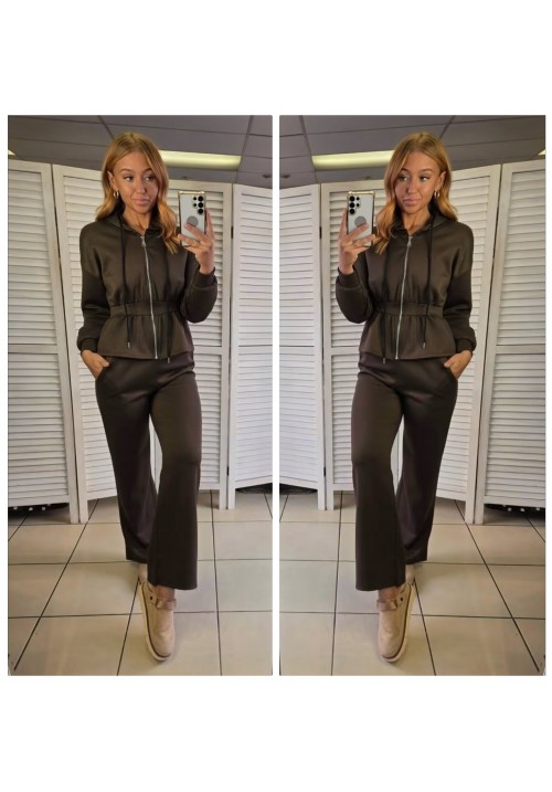  CINCHED SILHOUETTE LOUNGE SUIT - CHOCOLATE 