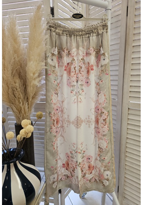 BAROQUE BLOOM TROUSER - CREAM