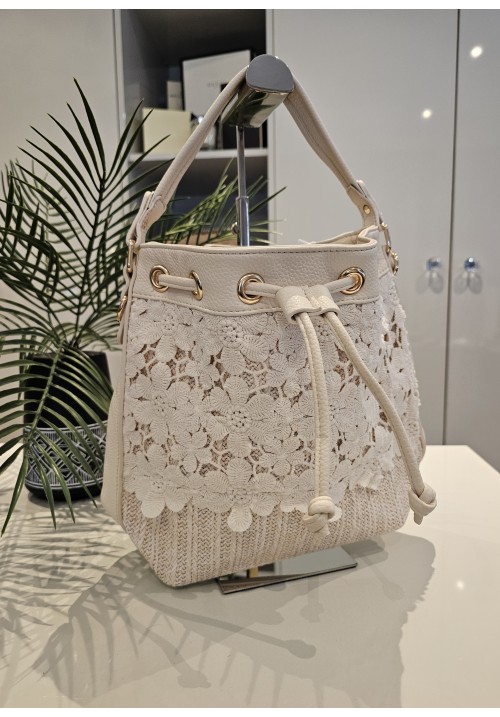 CROCHET SUNSHINE BUCKET BAG - CREAM