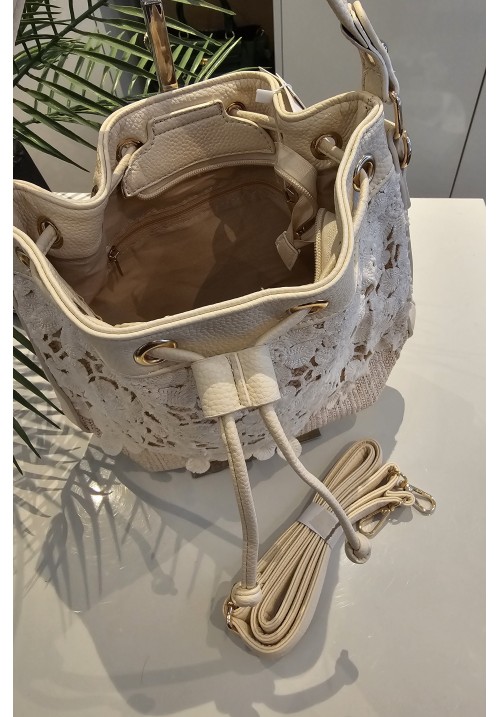 CROCHET SUNSHINE BUCKET BAG - CREAM