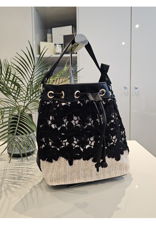 CROCHET SUNSHINE BUCKET BAG - BLACK