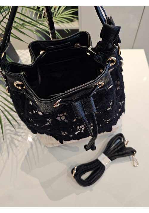 CROCHET SUNSHINE BUCKET BAG - BLACK