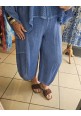 MYKONOS MEMORIES LINEN BARREL TROUSERS - DENIM BLUE