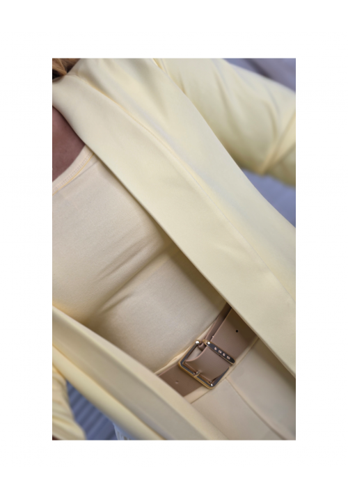 A COUTURE CLASSIC RUFFLE SLEEVE BLAZER - LEMON