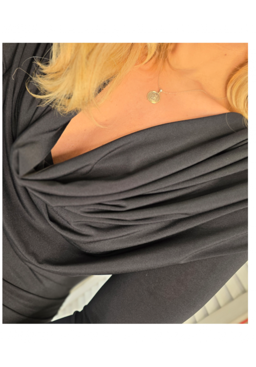 DRAPED AND DANGEROUS DRESS - BLACK