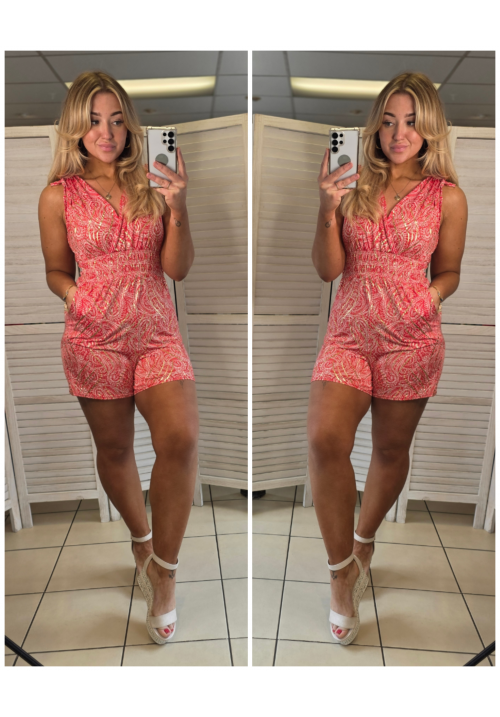 HOLIDAY ESSENTIAL PLAYSUIT - PAISLEY RED