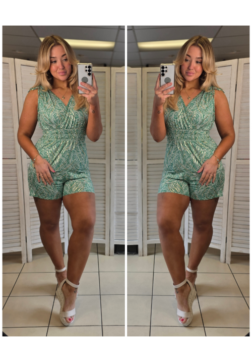 HOLIDAY ESSENTIAL PLAYSUIT - PAISLEY GREEN