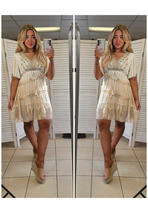  THE EDEN OMBRE BOHO DRESS - BLUSH