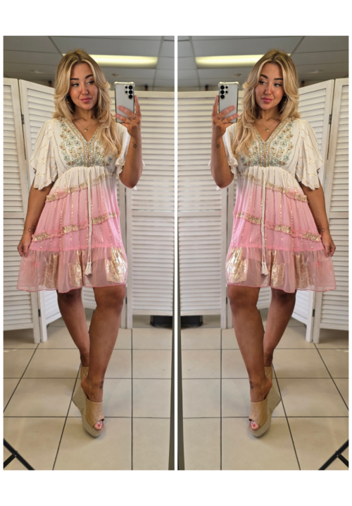  THE EDEN OMBRE BOHO DRESS - PINK