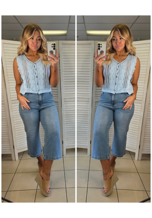  SOFT EDGE STITCH TOP - BLUE