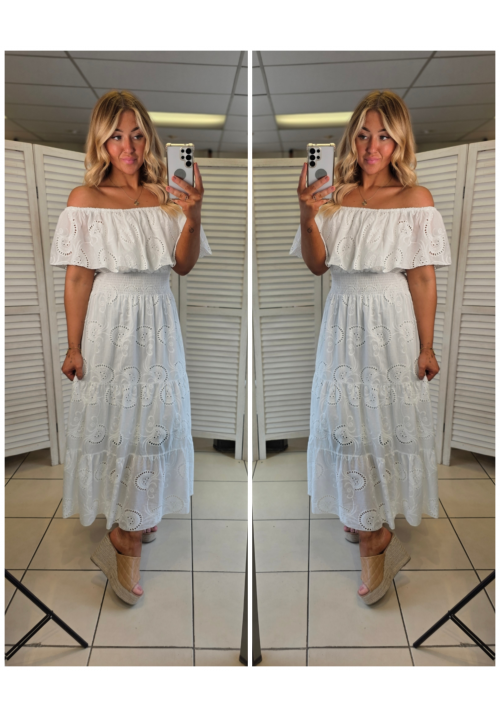 FEMME FLOW BARDOT DRESS - WHITE