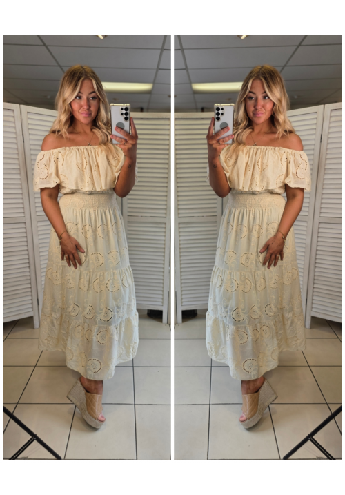 FEMME FLOW BARDOT DRESS - CREAM