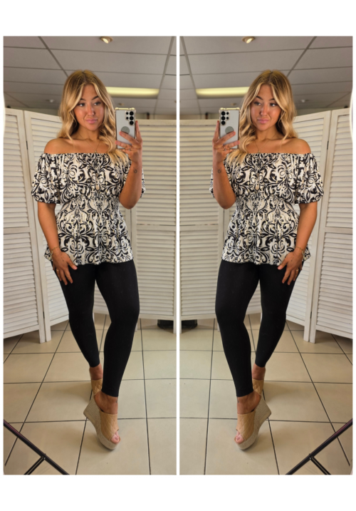 HOLIDAY ESSENTIAL BARDOT TOP - BAROQUE BLACK