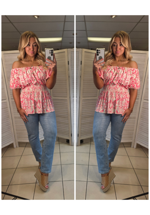 HOLIDAY ESSENTIAL BARDOT TOP - BAROQUE PINK