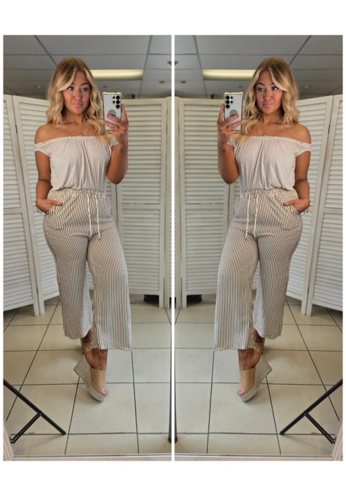 SUNNY SIDE STRIPE TROUSER - CHOCOLATE 