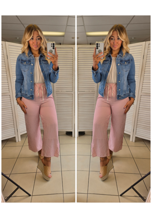 SUNNY SIDE STRIPE TROUSER - RED