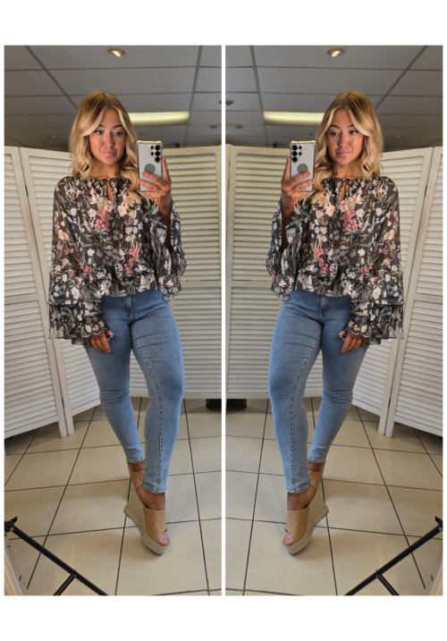 BLOOM WITH A VIEW TOP - BLACK