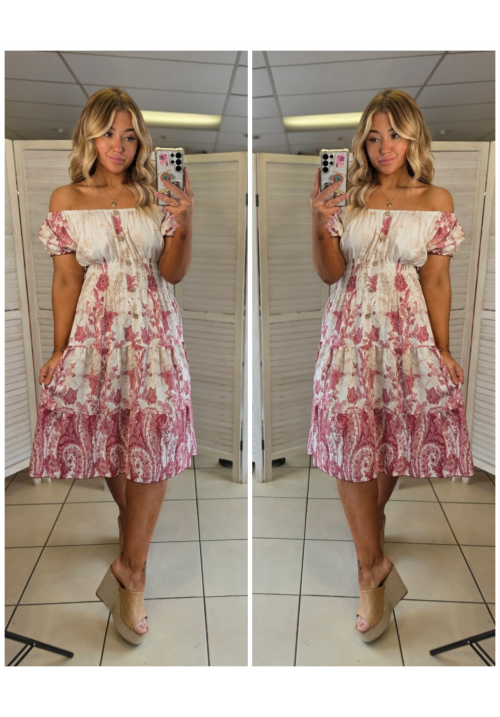 THE AMALFI MIDI - PAISLEY - PINK
