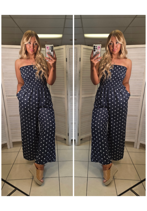  JET SET JUMPSUIT - POLKA DOT - NAVY
