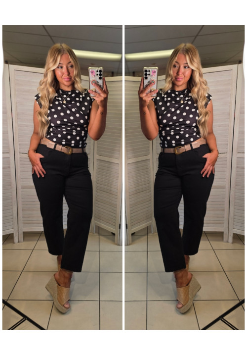 SPOT ON DARLING TOP - MONOCHROME