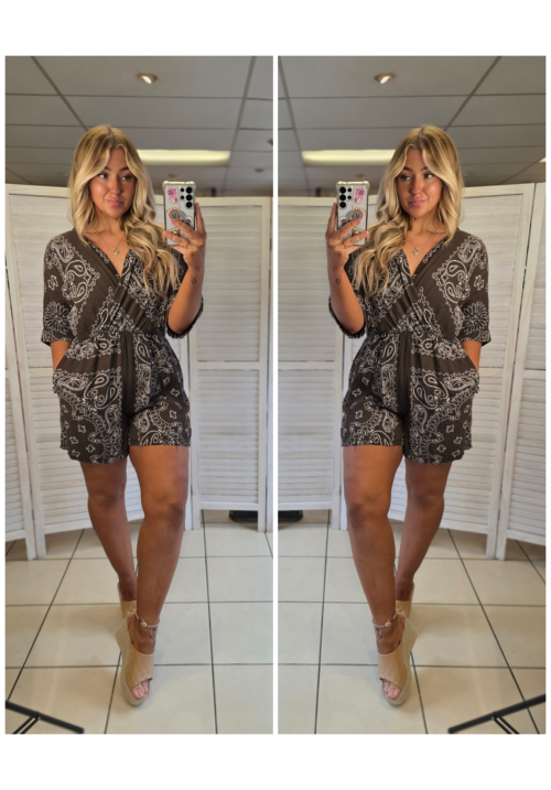  BANDANA BABE PLAYSUIT - CHOCOLATE