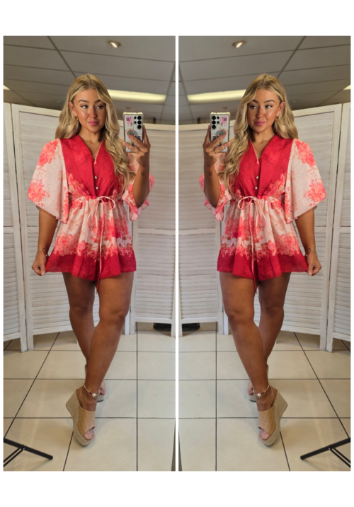 PRAIRIE MOON PLAYSUIT - RED
