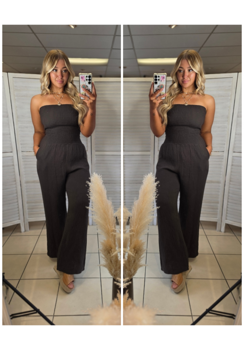  JET SET JUMPSUIT - COTTON - CHOCOLATE