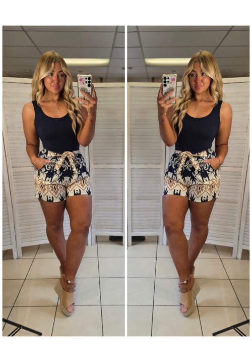 TRIBAL INSTINCT SHORTS - BLACK/TAN