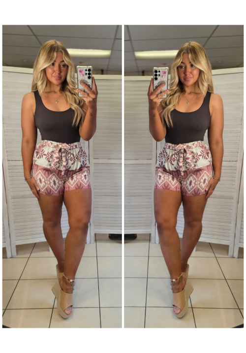 TRIBAL INSTINCT SHORTS - PINK/CREAM