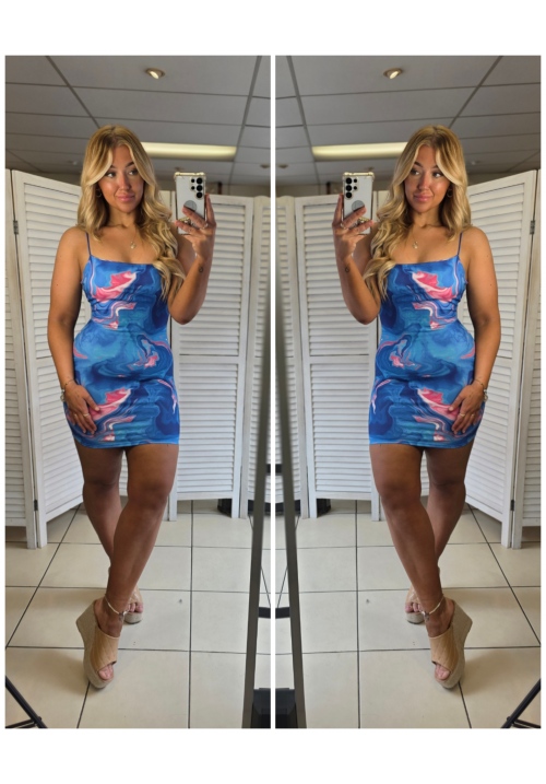  SUNKISSED SWIRL DRESS - BLUE