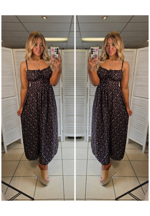 PICNIC PERFECT MILKMAID DRESS - BLACK