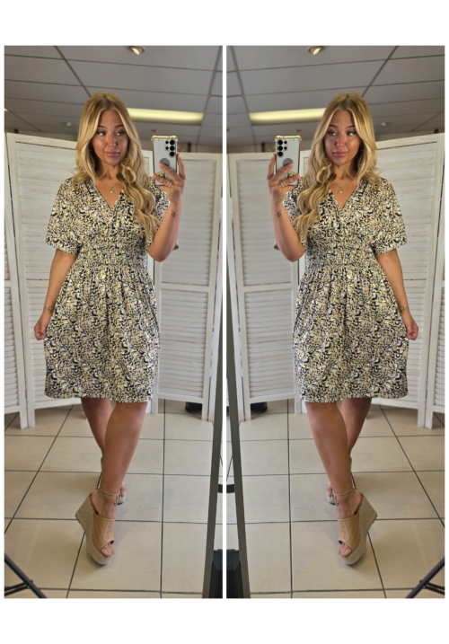 HOLIDAY ESSENTIAL BATWING DRESS - GREY/NAVY