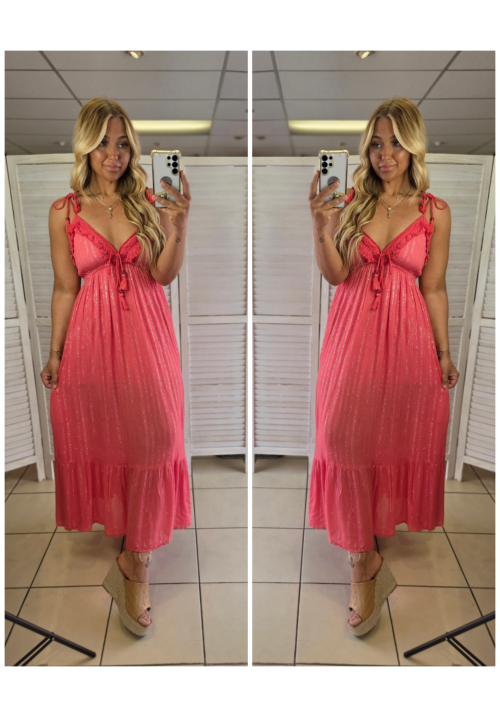 SUNLIT SERENITY MAXI DRESS - CORAL