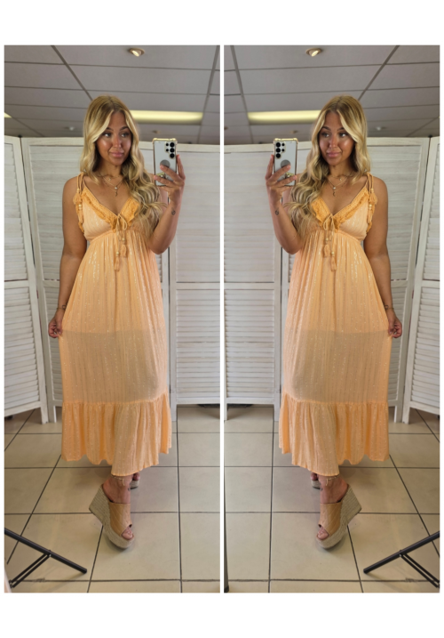 SUNLIT SERENITY MAXI DRESS - PEACH 